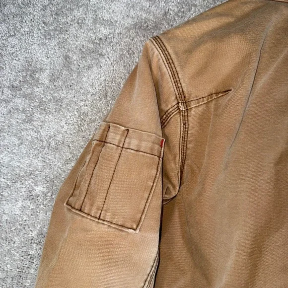 VTG Y2K Abercrombie Boys XL Tan Canvas Blanket Lined Work Utility Jacket‎